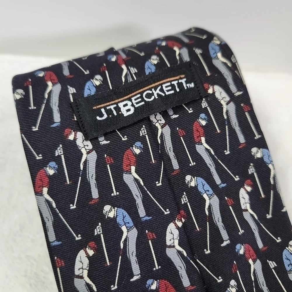 Jt Beckett Silk USA Golfers Sport Navy Blue Necktie